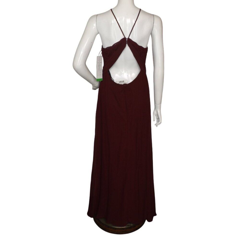 new BILL LEVKOFF Maxi Dress/Gown, 12, SAMPLE, Burgundy, Lace Neckline, Halter - Picture 6 of 15